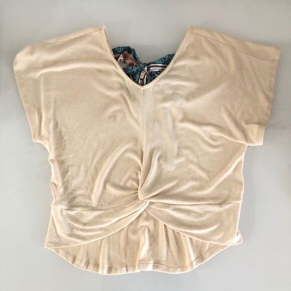 Alya cream flutter sleeve ribbon tie blouse - Picture 10 of 11